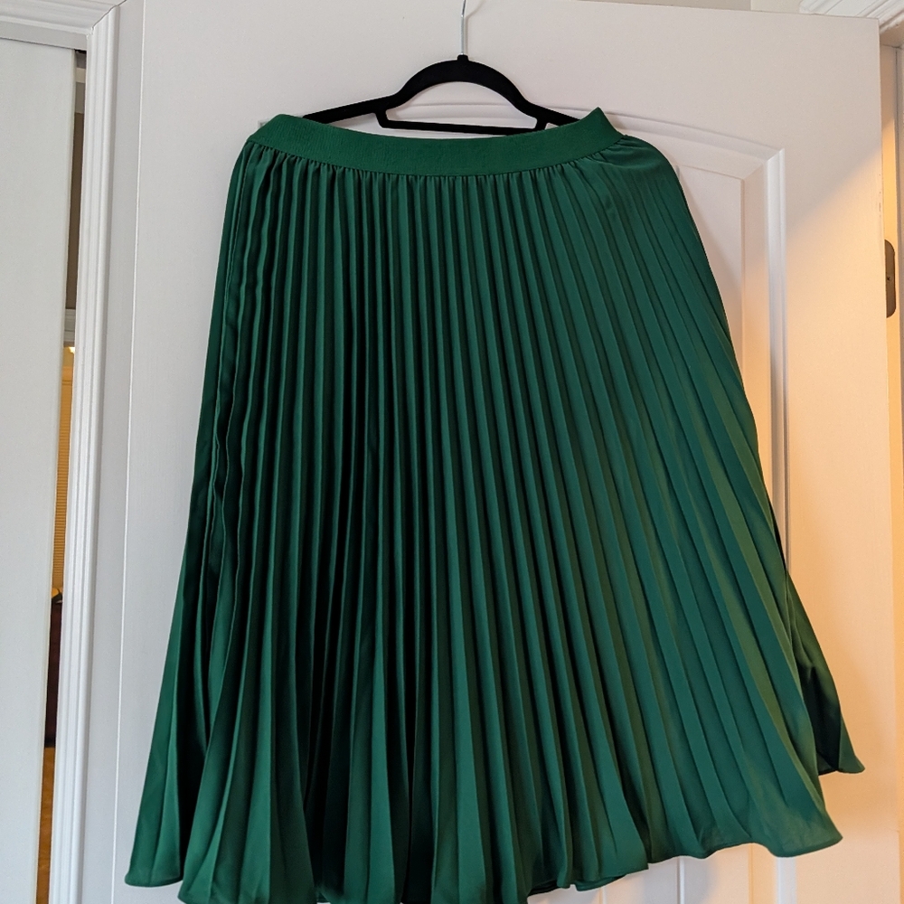 Grace Karin Forest Green Pleated Circle Skirt
